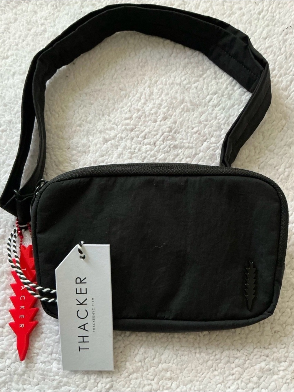 Thacker NWT Cloud Crossbody Bag Black Adjustable Strap Removable Pouch